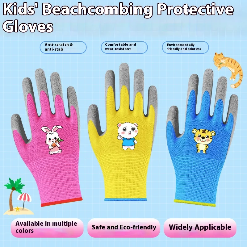 Kids Durable Waterproof Garden Work Gloves Non-Slip Children Safety Yard Work Gloves Portable Garden Supplies Gardening Gloves