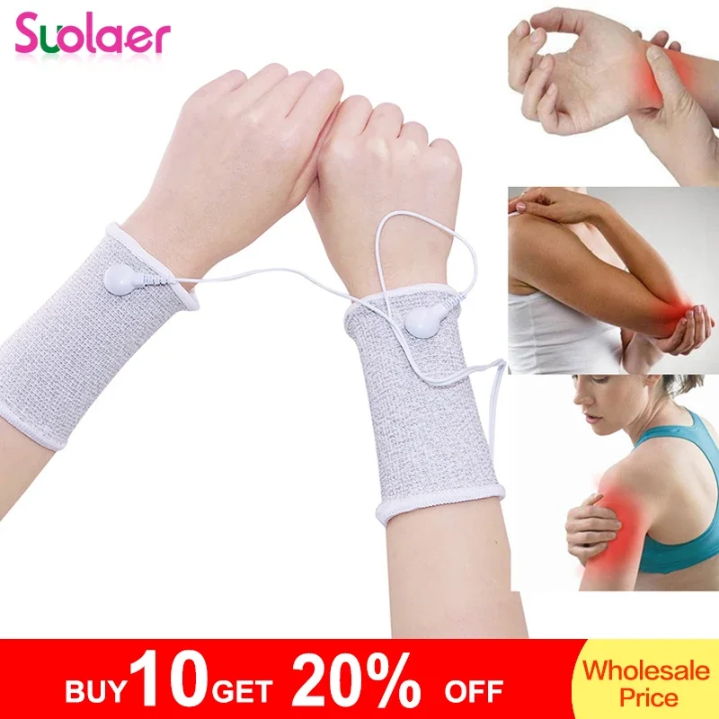 Dropshipping Silver Fiber Electrode Massage Wrist Electrode Bracers Stimulation TENS/EMS Accessories Electrode Cable / Wires