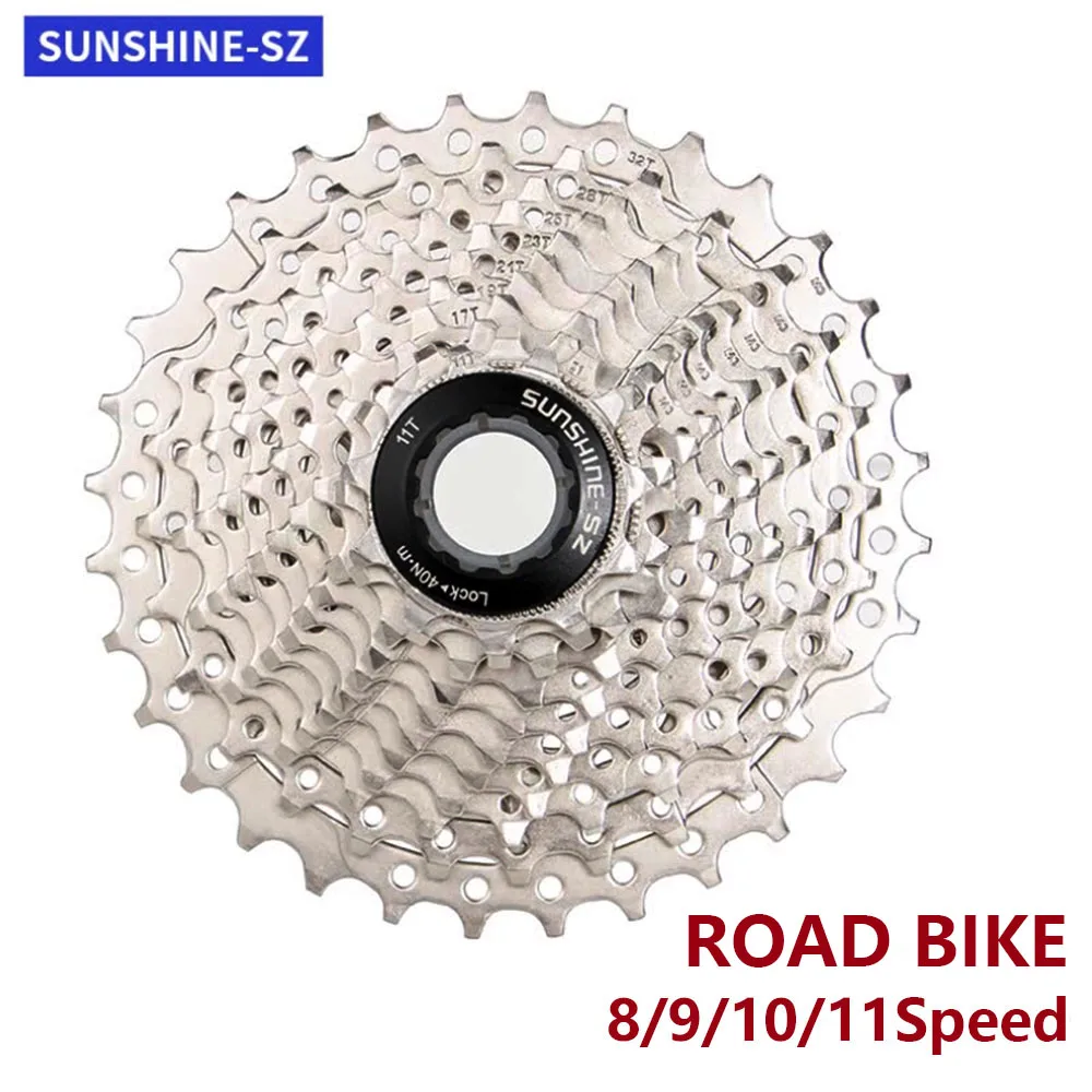 SUNSHINE Road Bike Cassette 8 9 10 11 12 Speed 11-23T/25T/28T/30T/32T/34T/36T Bicycle Flywheel Sprocket for Shimano HG Hub Parts