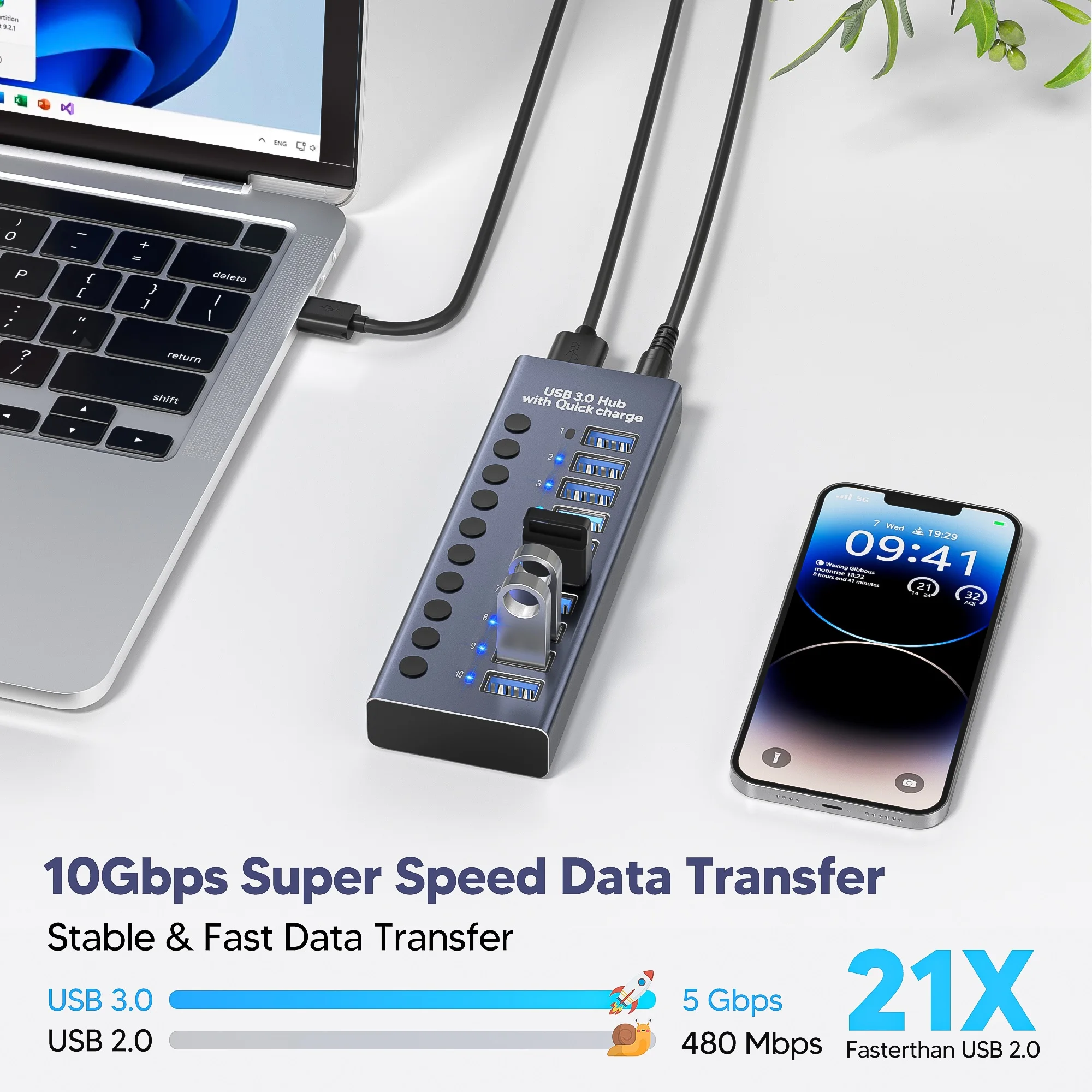 10포트 알루미늄 합금 고속 5Gbps USB 3.0 - Usb Hub 리뷰 및 가격
