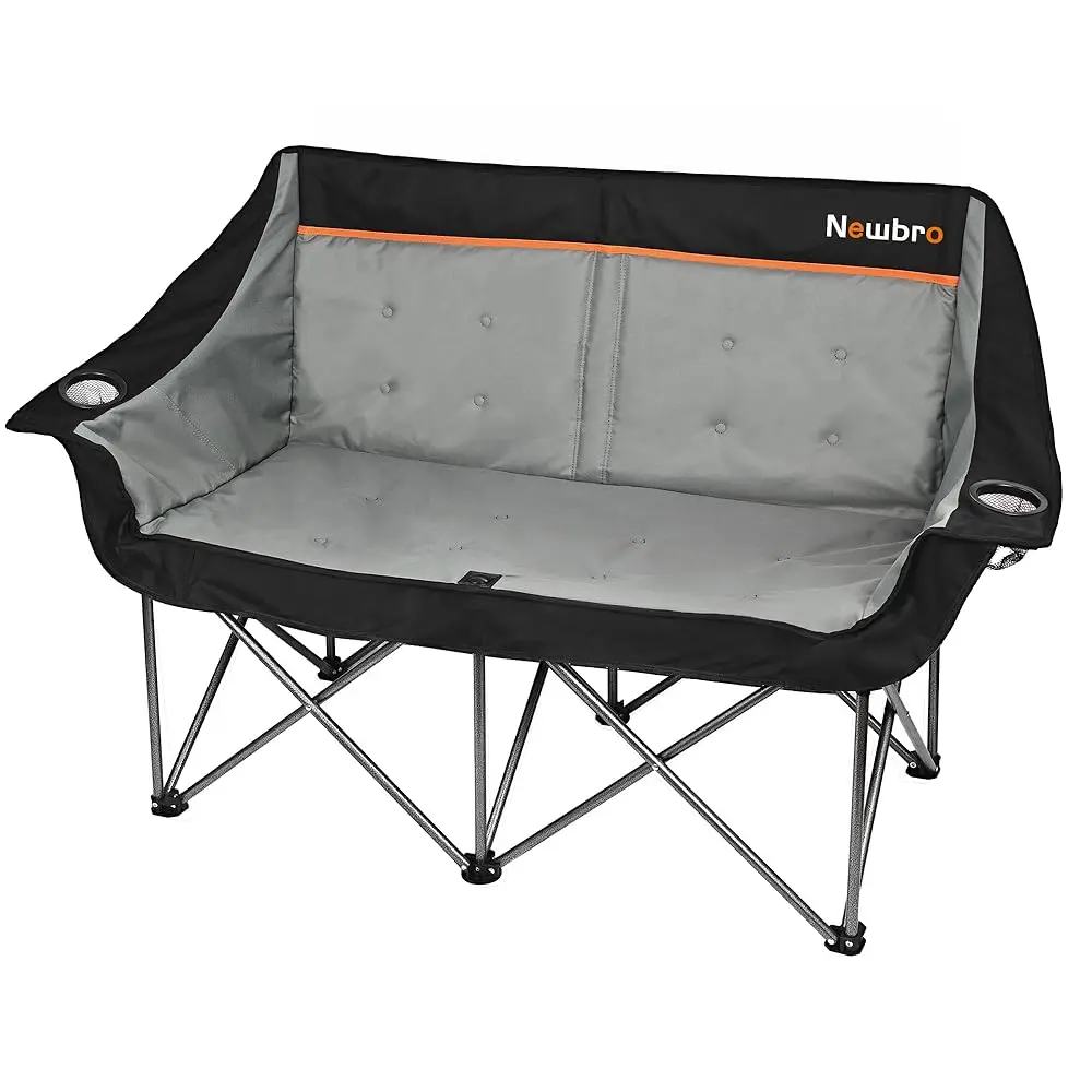 

Oversized Double Camping Chair For Adults, Fully Padded Folding Camping Chairs Loveseat, Big Heavy Duty Outdoor Patio Lawn