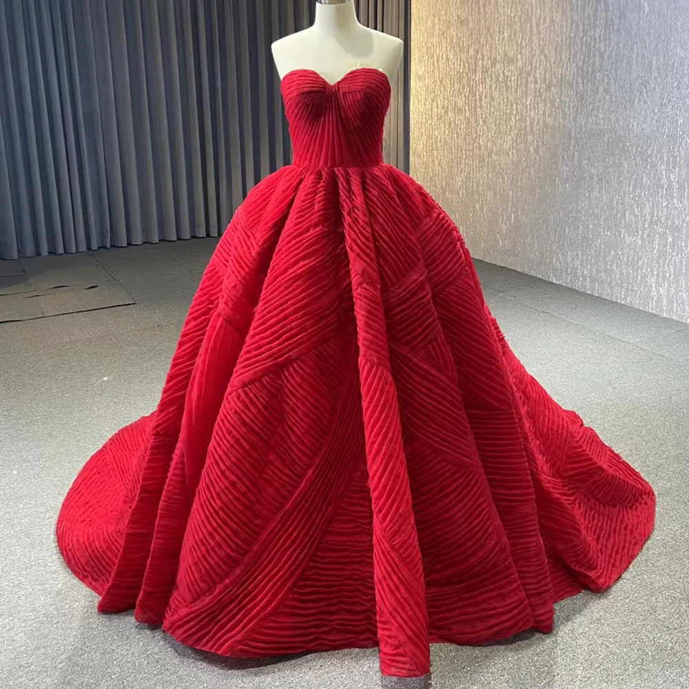 Red Sweetheart Sleeveless Evening Dress Lace-Up Back Customizable Robe De Soirée Femme 2026 Elegant Gown For Women