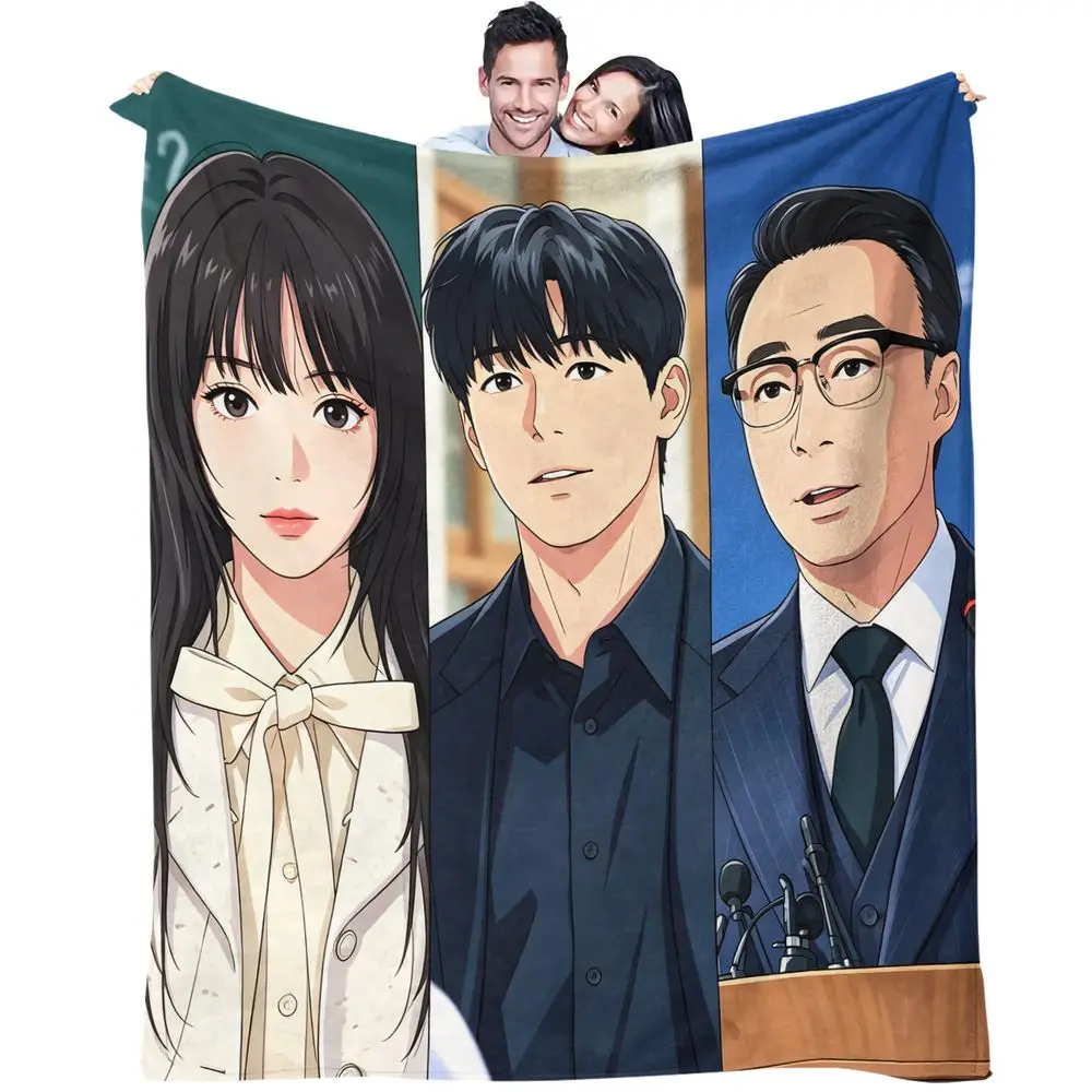 Korean Office Trio Blanket Flannel Blanket Throw Blanket Warm Blanket Gift Blanket HD Digital Print Family Guest Room Throw