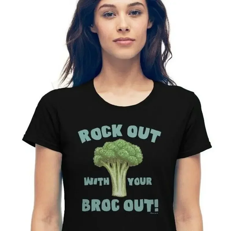 Ladies Rock Out With Your Broc T Shirt Funny Broccoli Vegetable Vegan