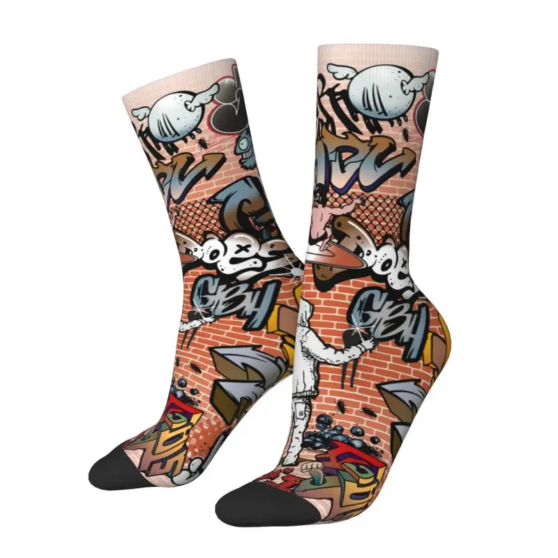 

Custom Urban Street Graffiti Art Men Women Crew Socks Unisex Funny 3D Print Vintage Street Style Dress Socks