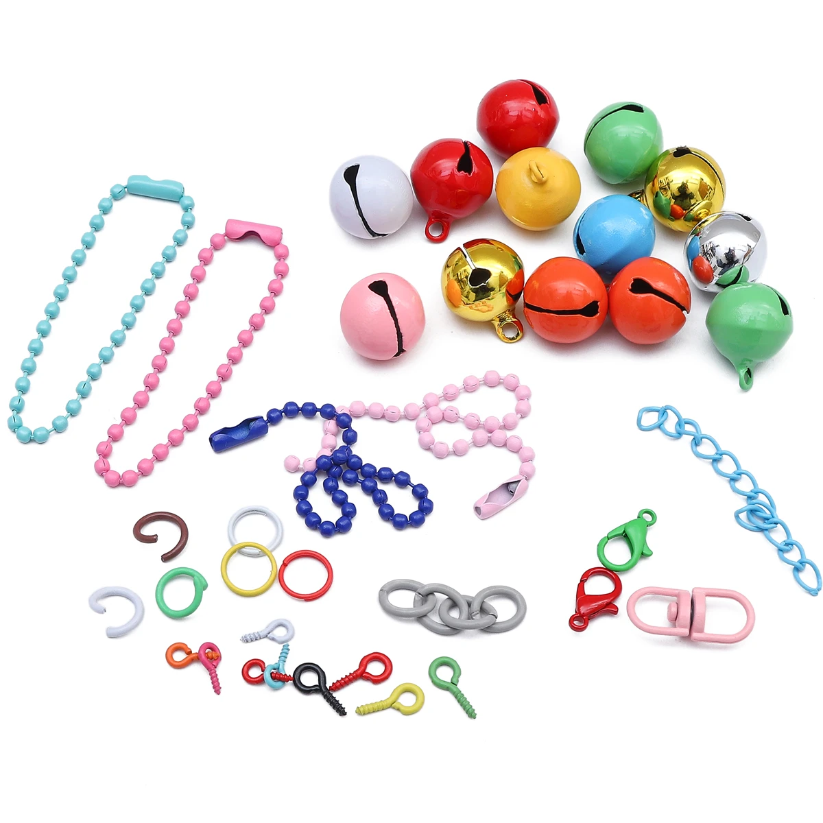 8/10/24 Grid Spray Painted Bell Iron Bead Chain Keychain Accessories For Handmade DIY Earrings Jewelry Material Package Set Box