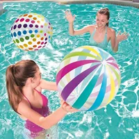 1pc 10.62-inch colored striped transparent ball inflatable beach ball, suitable for beach pool party games