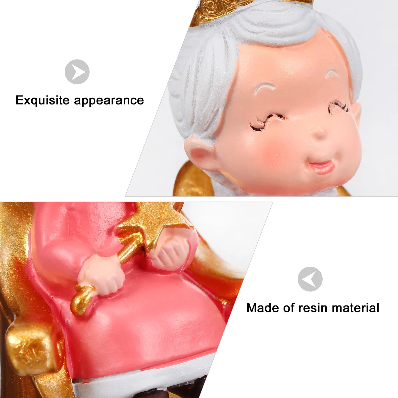 

1Pcs Gold Wedding Cake Topper Resin Hand Painted Creative Grandparents Couple Decoration Valentine's Birthday Desktop Ornament