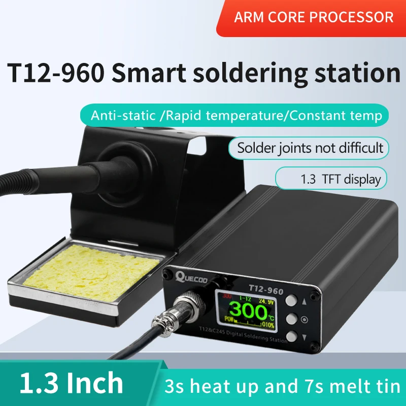 Estação de Solda Ferro de Solda Eletrônico 1.3 Polegada Tft Digital Display e 960 Lidar com Ponta Ferro de Solda Portátil T12-960