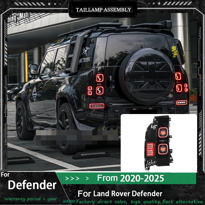Car LED taillight assemblies for Land Rover New Defender with 2020-2025 variable running lights and turn signal warning lights