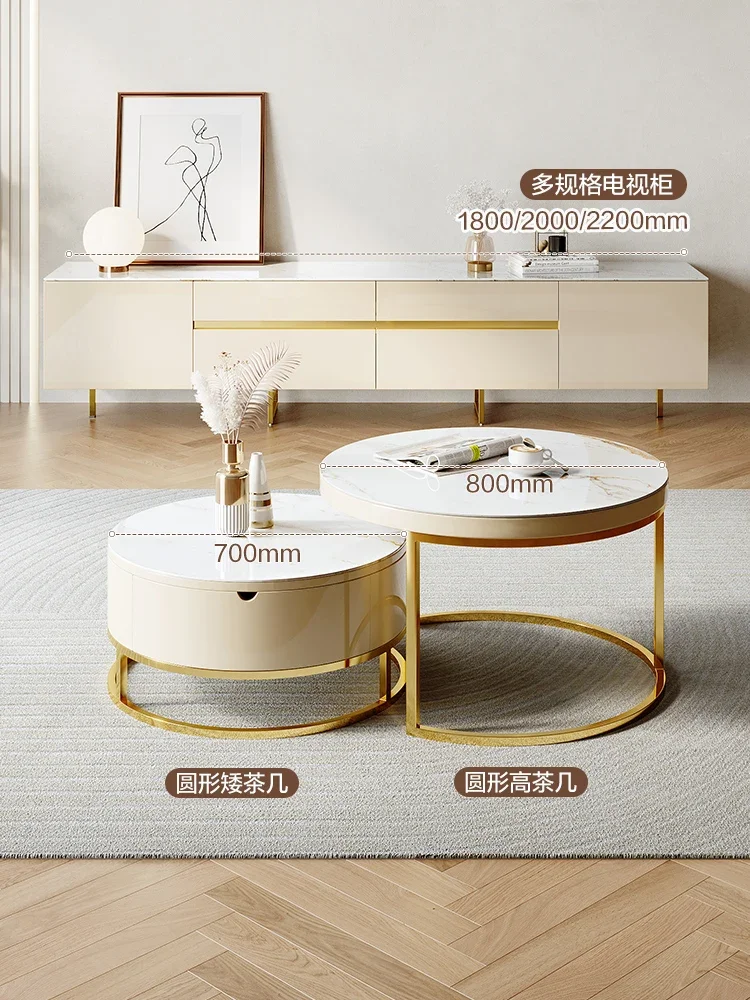 LH light luxury high-end rock slab coffee table living room small apartment storage TV cabinet