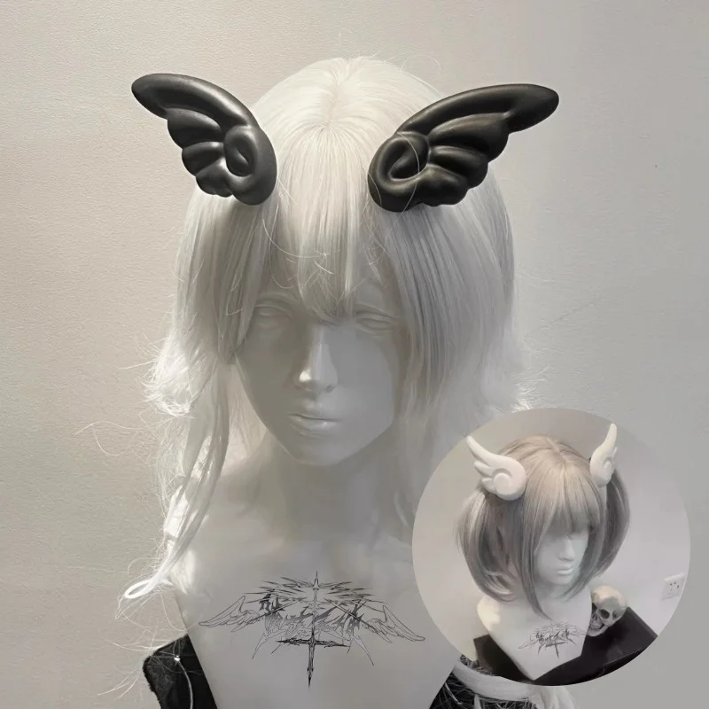 

Japanese Harajuku Steampunk Headwear Angel Wings Y2K hairpin Lolita Spicy Girls Gothic Anime Hair Accessories
