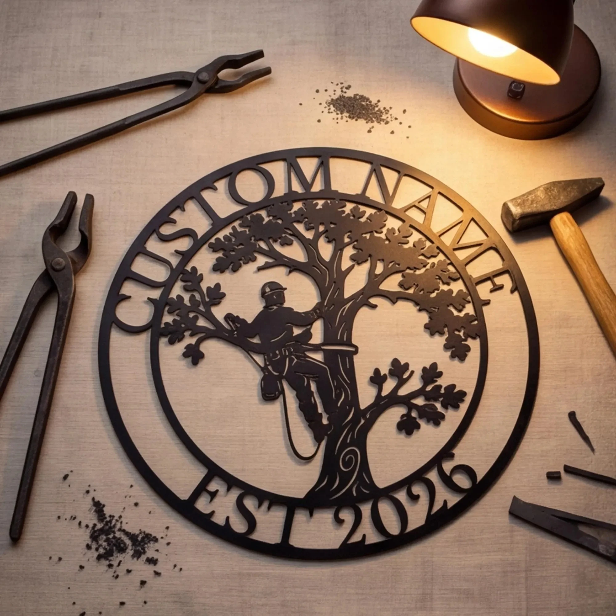 Custom Arborist Metal Wall Art, Tree Climber Sign, Tree Service Business Plaque, Logger & Forester Decor