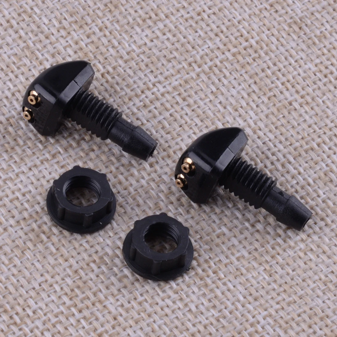 2pcs Universal Car Black Front Left Right Dual Holes Windshield Wiper Washer Water Spray Nozzle Jet Adjustable