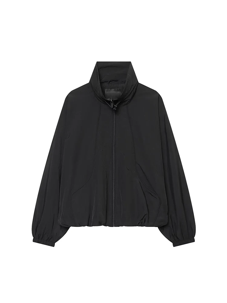 TFMLN New Women's Bomber Jacket Autumn Zipper Jackets Top Casual Streetwear Daily Wear Fashion Lady High Neck Short Coat