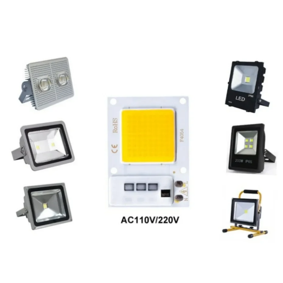 UooKzz-LED COB Chip sem driver, Smart IC, Floodlight, iluminação Spotlight, DIY Matrix Iluminação, 10W, 20W, 30W, AC 220V, 110V