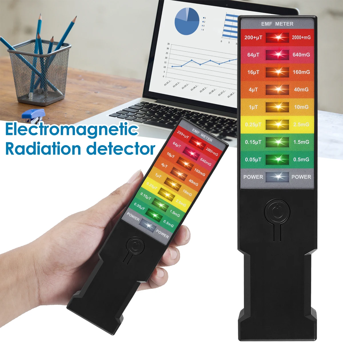 9 LED Portable EMF Magnetic Field Monitor Gauss Meter Latest Electromagnetic Field EMF Gauss Meter Radiation Dosimeter Detector