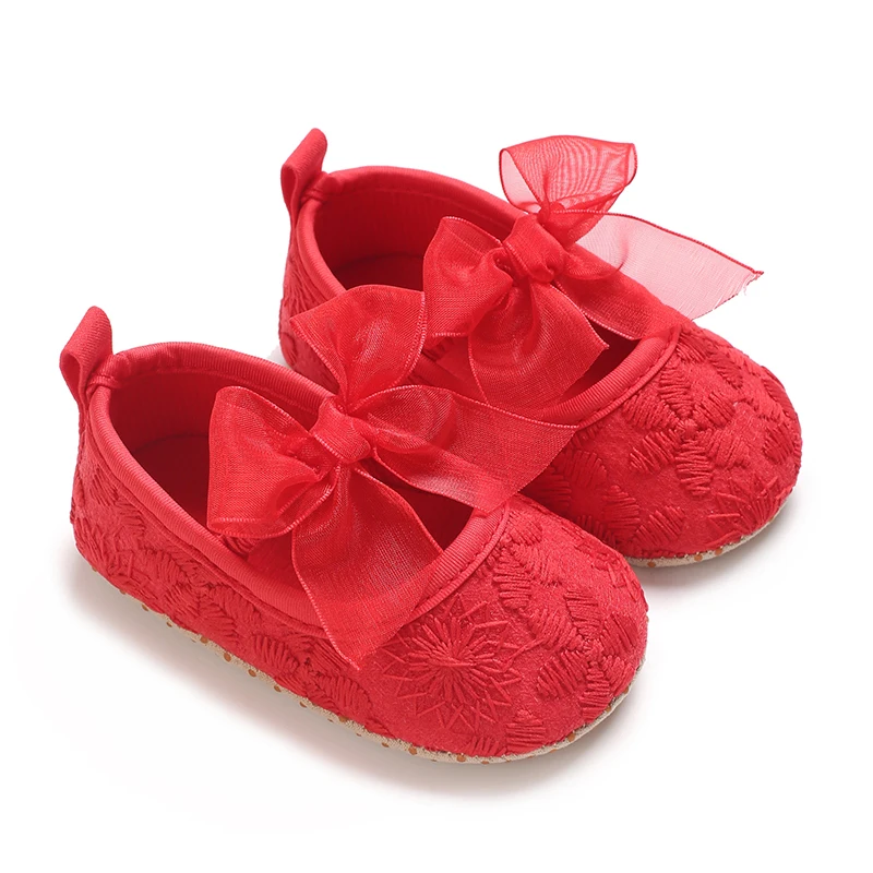 Cute Lace Baby Girl Princess Shoes with Butterfly Bow Tassel - Soft Soled Moccasins Three Color Options Children's Footwear