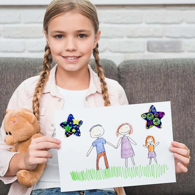 500PCS Self-adhesive Star Space Stickers Reward Decorative Gifts With Sticker Labels 1 Inch