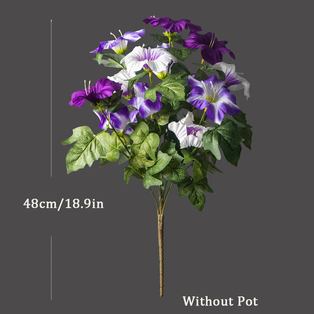 40-48cm Künstliche Blumenranken, künstliche Petunienblüten, Seiden-Begonienblätter, Hängepflanze für die Heimdekoration – Detail 11