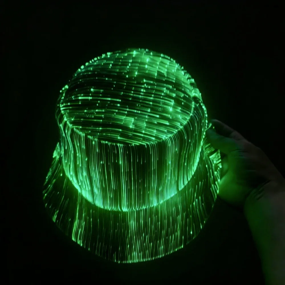 Luminous Fiber Optic Bucket Hat for Boys,Stylish Glowing Stage Costume Hat,Role Play Fashion Headwear for Theater Performance