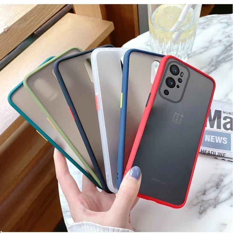 Frosted Translucent Phone Case For Oneplus 9 One plus 9R 8 Pro 8T Nord CE 5G Nord N10 N100 Silicone Frame Hard Clear Cover Case