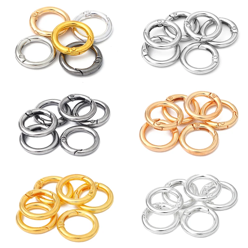 5 Teile/los Metall O Ring Frühling Verschlüsse Öffnende Runde Karabiner Schlüsselbund Tasche Clips Haken Hund Kette Schnallen Stecker Für DIY schmuck