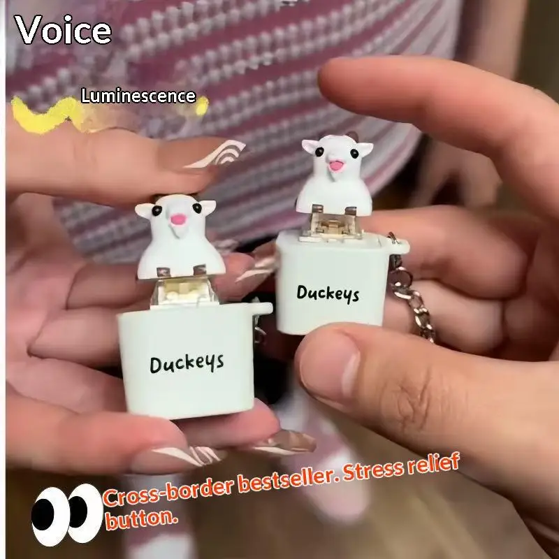 Seagull Mine Fidget Button Keychain Clicky USB Keyboard LED Sound Mini Stress Relief Toy for Office Worker Anxiety Relief