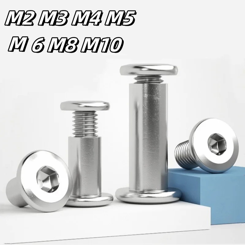 M2 M3 M4 M5 M6 M8 M10 Stainless Steel Furniture Nut large Flat Hex Socket Head Rivet Connector Insert Joint Sleeve Cap Nut  Set