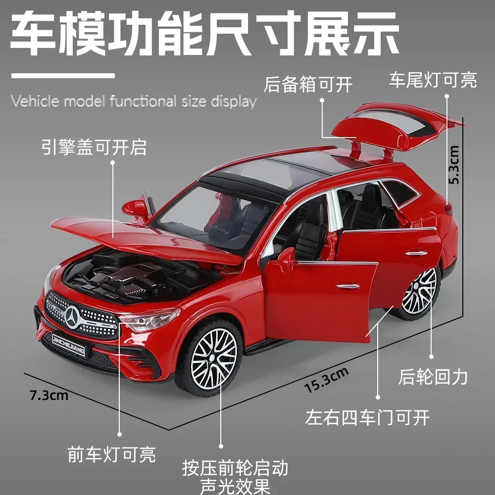 1:32 Benz GLC-400E SUV Alloy Car Model Diecast Metal Toy Vehicle Car Model Simulation Sound and Light Collection Childrens Gift