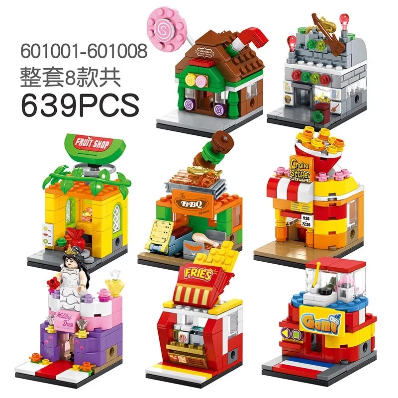 Spot Senbao Legao Mini Street View City House Строительные блоки Модные игрушки Собранные модели с подвижным орнаментом Коллекция аниме