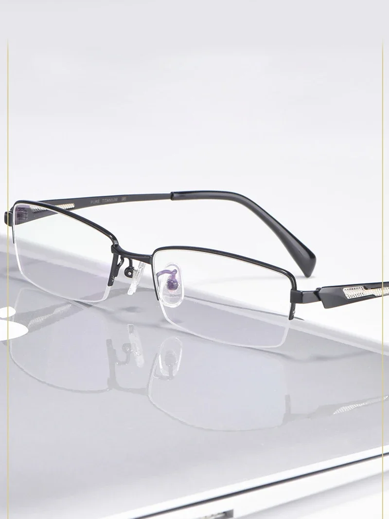 Men Business Opticas Glasses 100% Titanium Half Frame Spectacles Prescription Reading Myopia Oculos Eyewear Eyeglasses