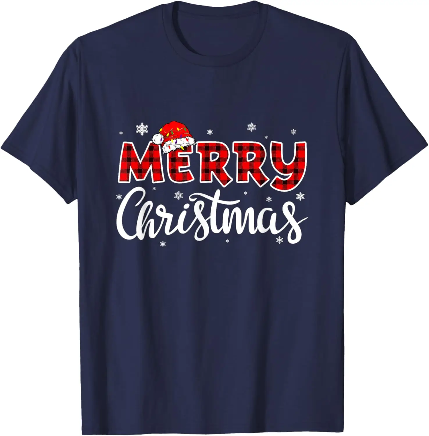 Merry Christmas Funny Christmas Hat Pair Letters Simple Design Philosophy Printed T-shirt Tops Adult Streetwear Unisex Clothes