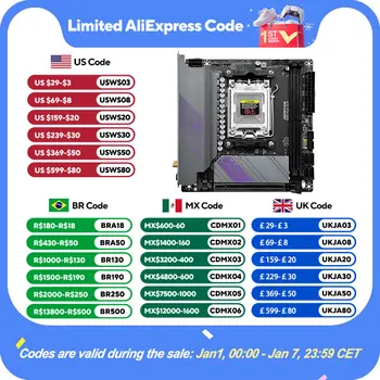 JGINYUE AM5 마더보드, AMD Ryzen 7000 시리즈 CPU 프로세서 지원, DDR5 듀얼 채널 메모리 RAM ITX B650i, 야간 악마