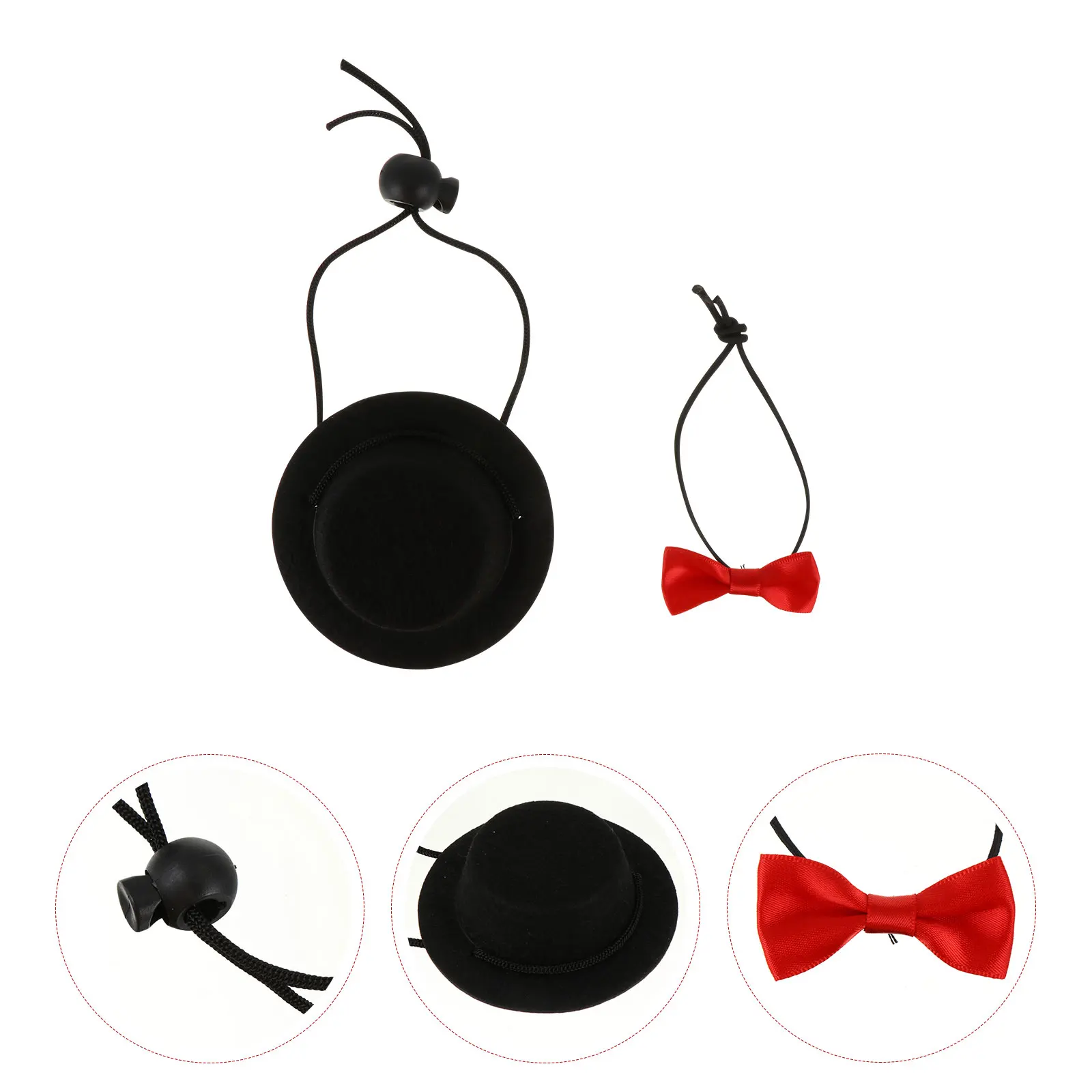 

2PCS Pet Bowtie Hat Adjustable Buckle For Hamster Guinea Pig Rat Chinchilla Party Supplies Birthday Masquerade Pet Accessory