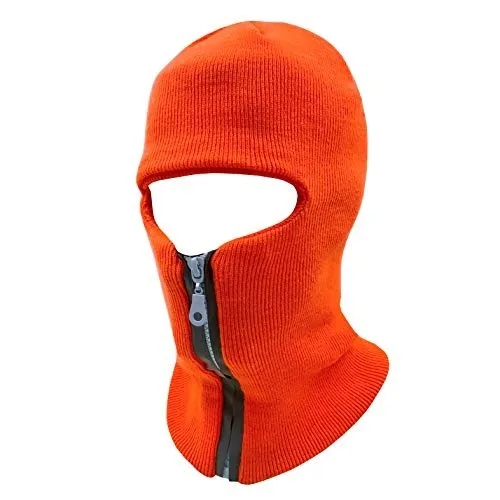 2 layers winter100% Acrylic Thermal reflective ski face balaclava beanie hat with zipper