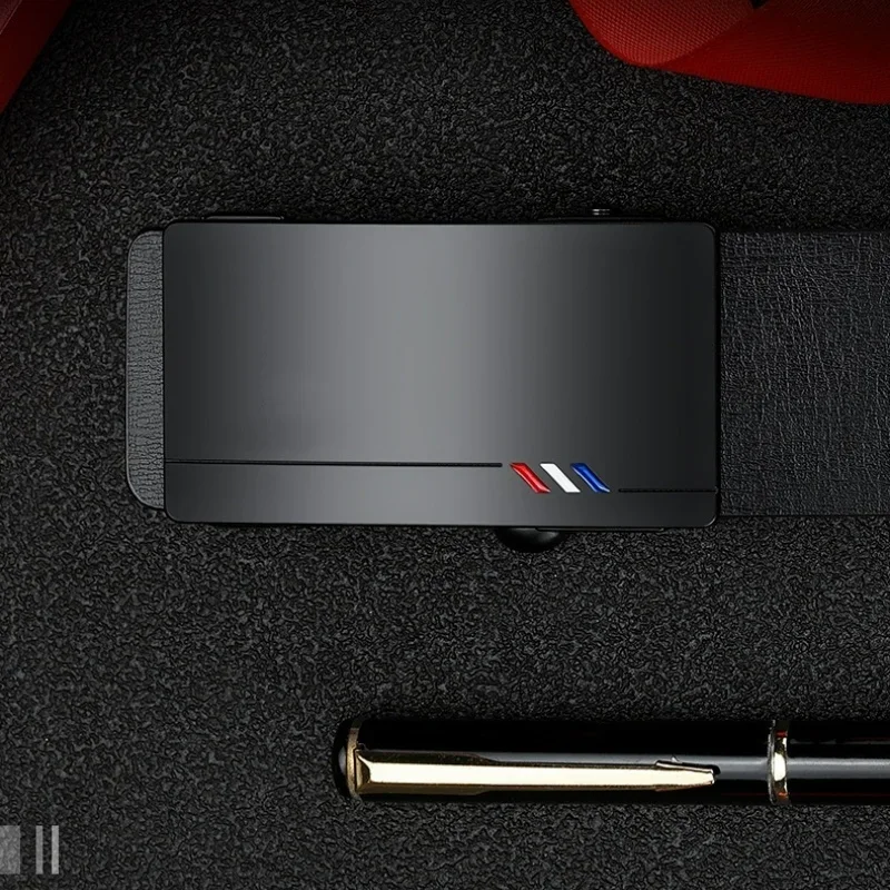 الرجال أحزمة جلدية موضة التلقائي مشبك جلد البقر الذكور أحزمة فاخرة مصمم حزام أسود 105-160 سنتيمتر حجم كبير حزام البنطال الجينز #2