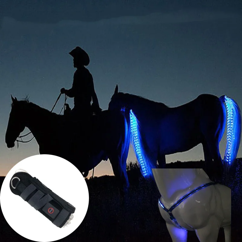 100 CM Long LED Horse Riding Tails Decoration Luminous Tubes Horses Riding Equestrian Saddle Halters Horse Care Products