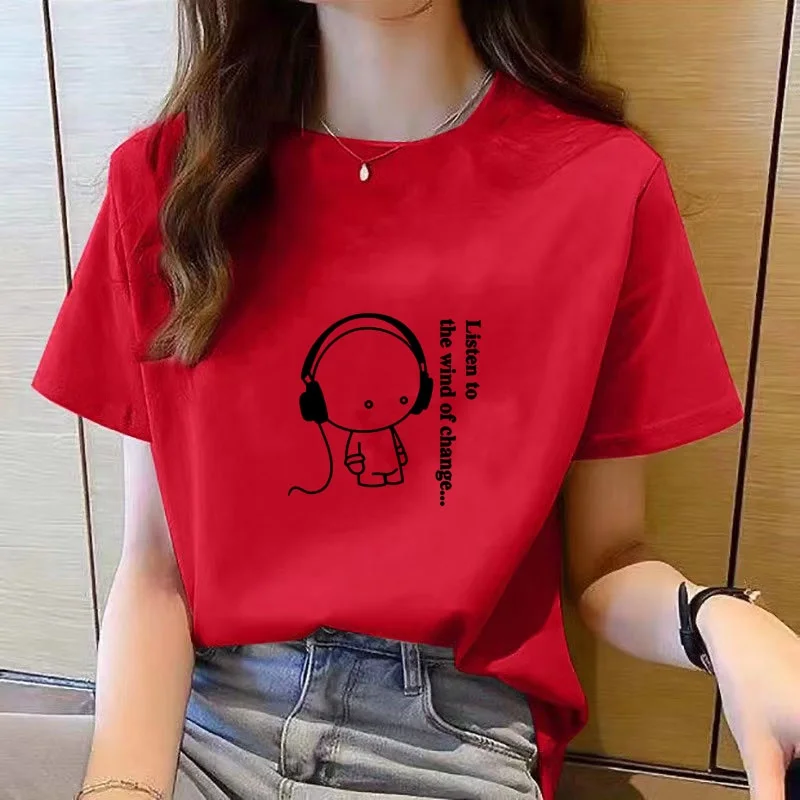 shirt women top short sleeve t shirts New Korean t shirt for Women Round Neck Fashion Harajuku Kawaii T-shirt Y2K Clothing