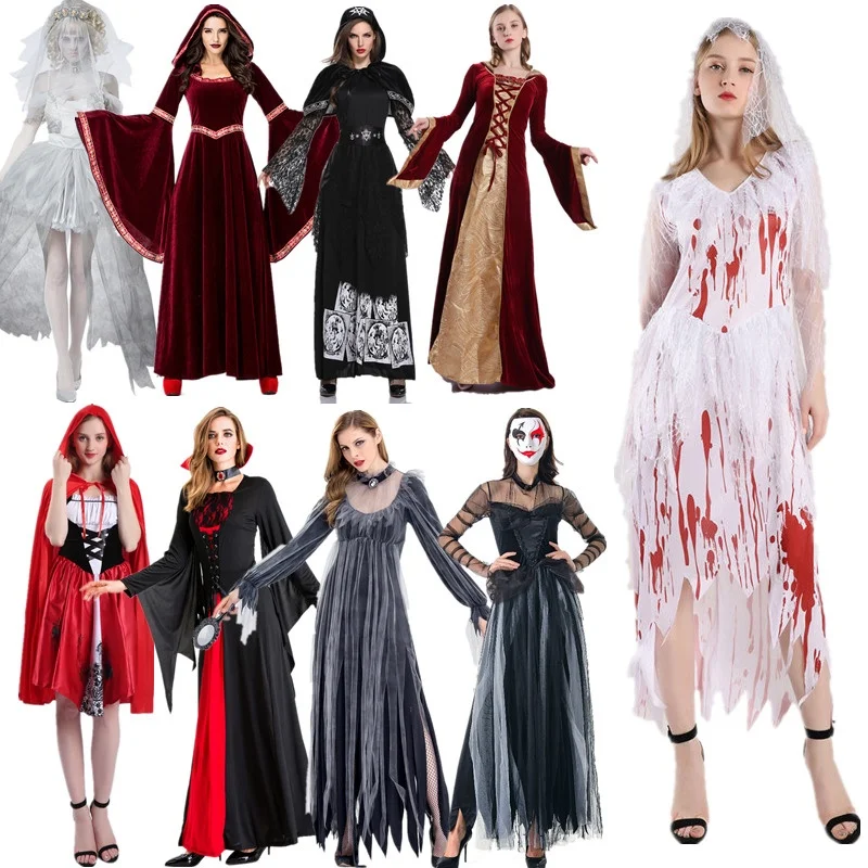 Adult Women's Halloween Costume Witch Performance Outfit Cosplay Party Ball Dress Polyester Fiber 100% Stage Costume