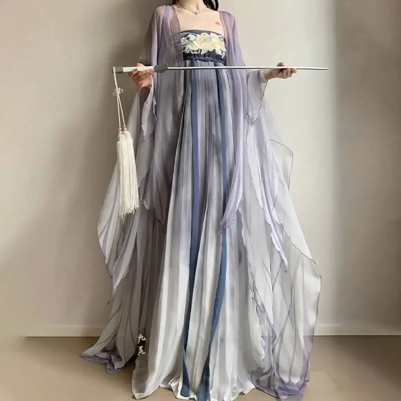 Chinese Traditional Hanfu Dress Set Tang Dynasty Long Dress Ancient Princess Stage Folk Dance Costume Fairy Cosplay