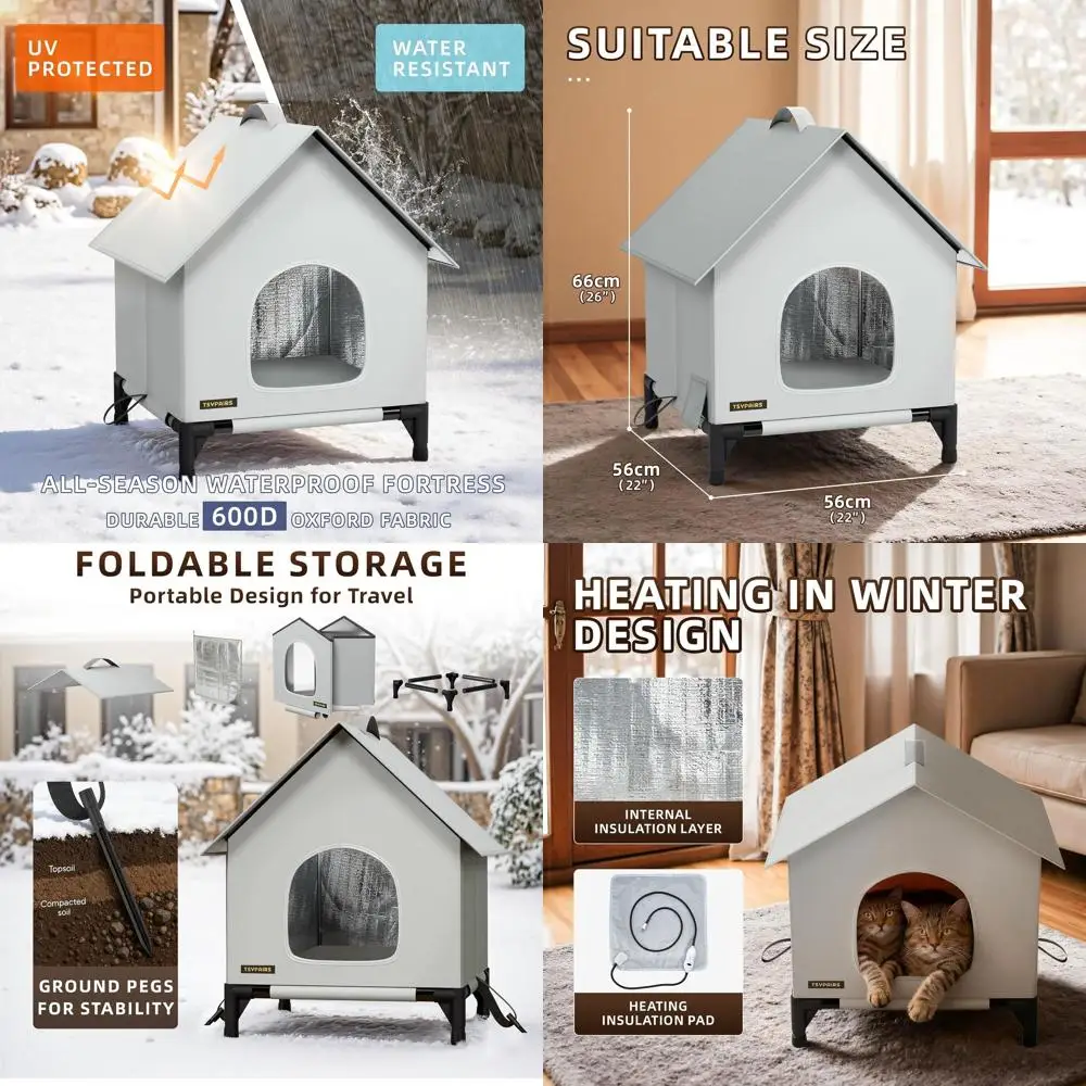 

Изолированный кошачий домик для дома и улицы с подогревом для кошек от маленьких и средних кошек