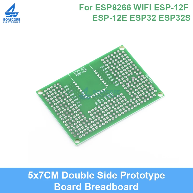 1PCS 5x7CM Double Side Prototype PCB Board Breadboard Protoshield For ESP8266 ESP-12F ESP-12E ESP32 ESP32S DIY