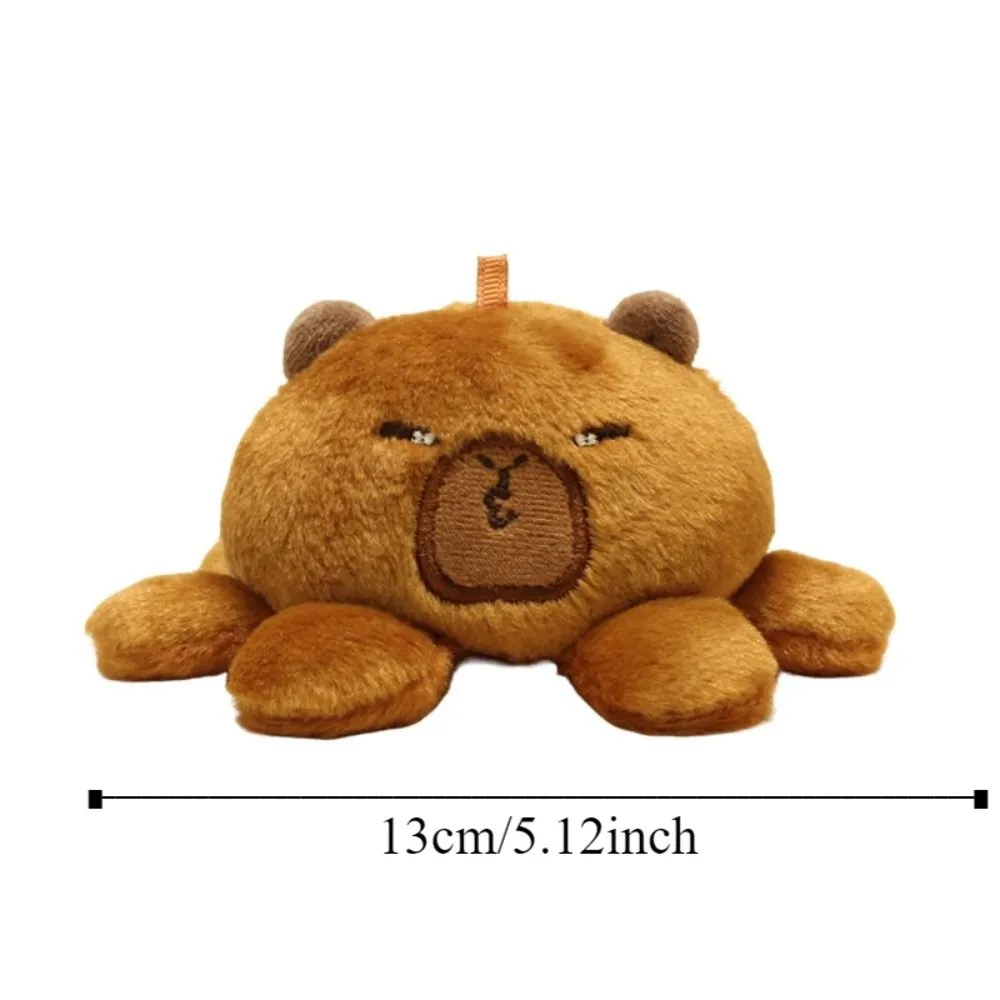 Double-Sided Capybara Plush Keychain PP Cotton Fluffy Plush Flipped Capybara Keychain Cosplay Flipable