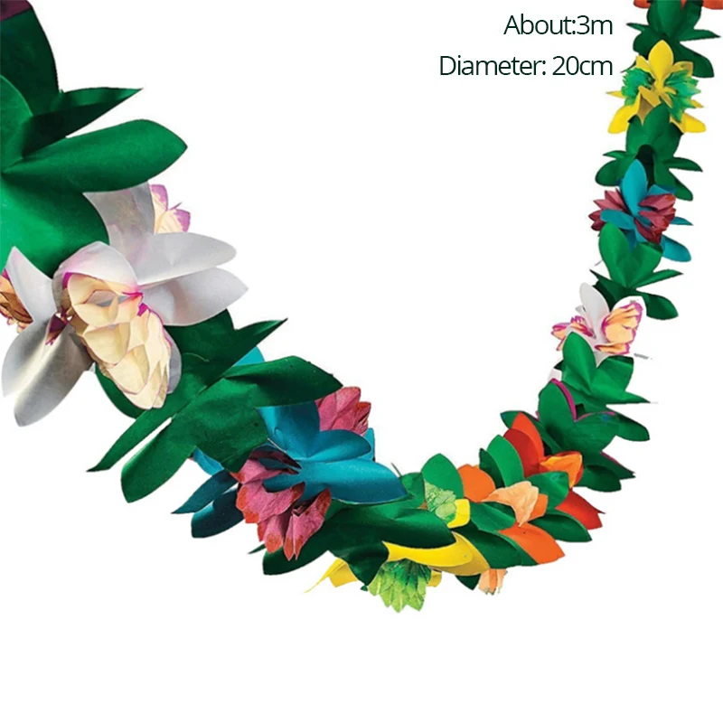 3M Hawaiian Party Paper Garland Banner Tropical Hawaii Party Decoration Summer Beach Pool Wedding Birthday Party Decor