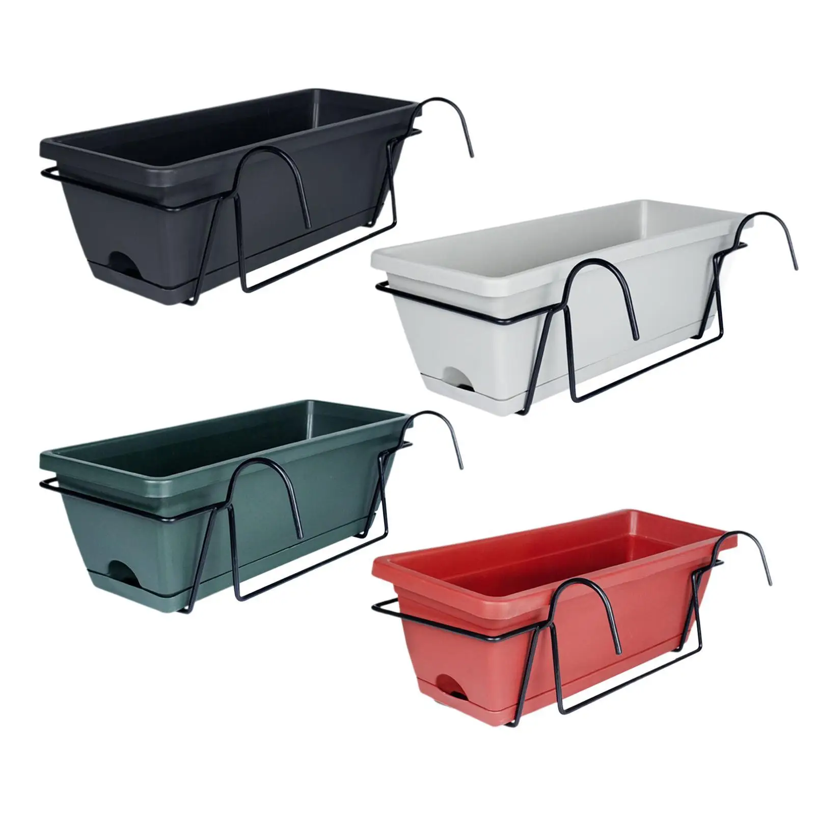 Fence Balcony Hanging Planter Window Box Planter with Drainage Hole Removable Tray 43x19x15cm Flower Pot