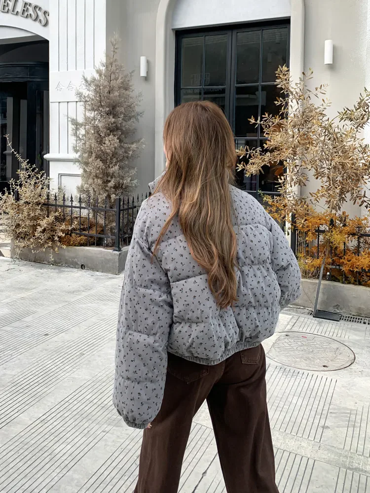 Mode imprimé fleuri doudoune courte femmes vêtements d'hiver nouveau Style collège coréen épais chaud matelassé manteau femmes vestes