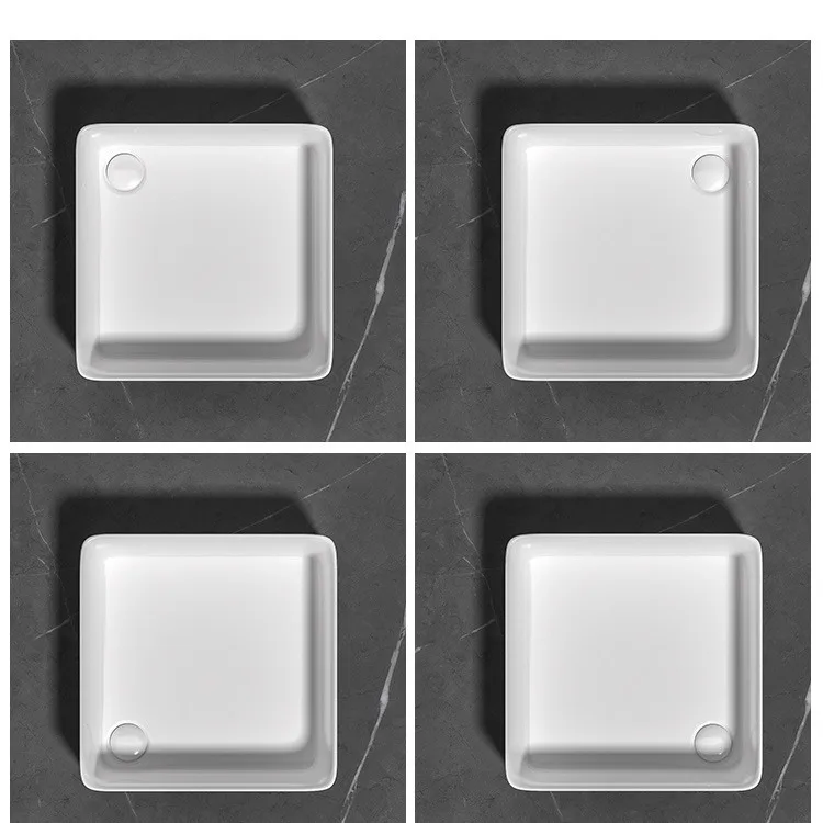 Square wash basin balcony washing machine table basin side drainage round ceramic washbasin