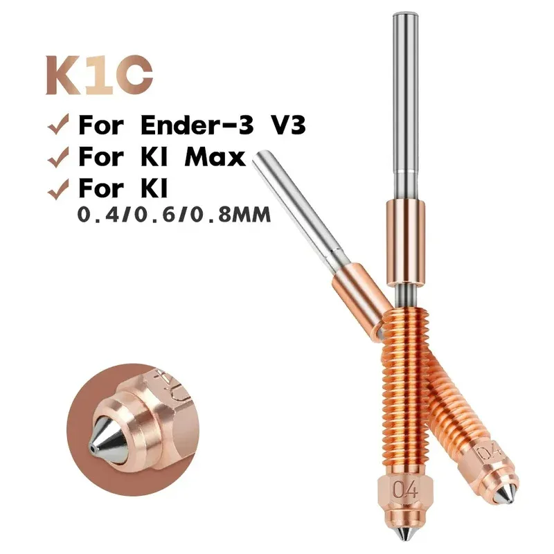 K1C Quick-Swap Nozzle Set for Creality K1 Max K1C Ender-3 V3 Copper Titanium High Flow Nozzles 0.4mm 0.6mm 0.8mm Upgrade