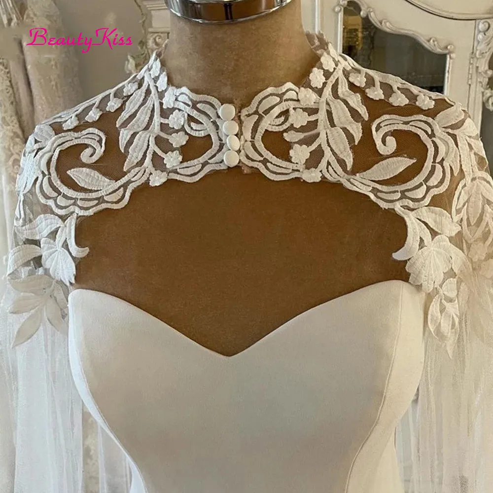 Mermaid Lace Wedding Dress with Cape Elegant Sleeveless Wedding Dresses Sweetheart Satin Long Bridal Gowns